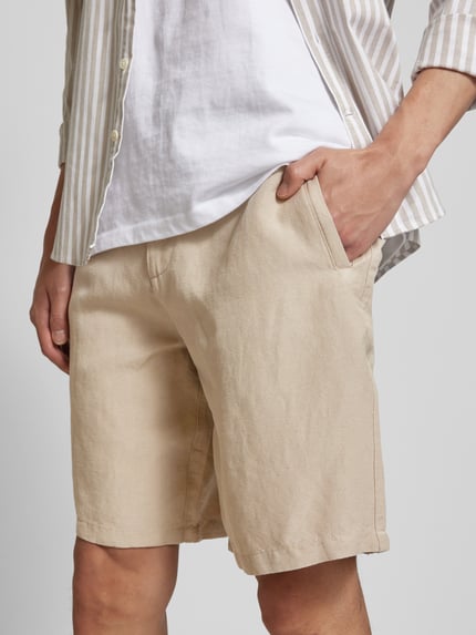Armani Exchange Regular Fit Leinenbermudas mit Gürtelschlaufen Beige 3