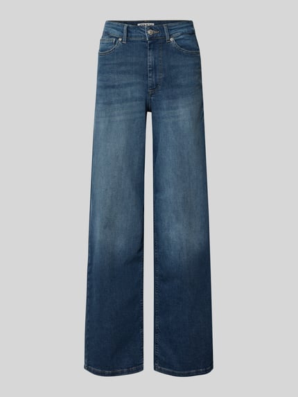 Produktfoto, Wide Leg Jeans aus Baumwoll-Mix Modell 'MADISON BLUSH' od Only, melanż, 5 kieszeni, wysoki stan, denim, wykończenie: mieszanka bawełny