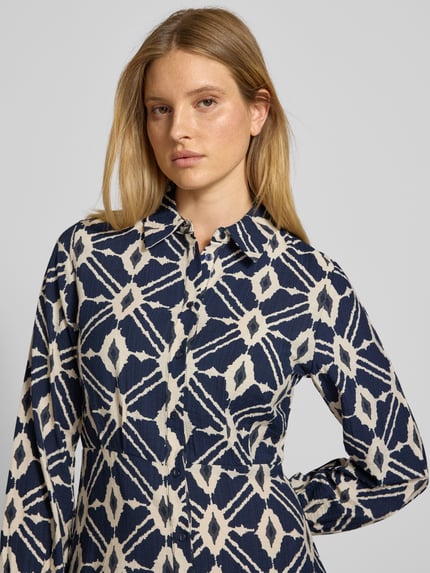 b.young Knielanges Kleid mit Knopfleiste Modell 'Kaia' Blau 3