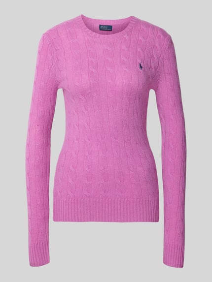 Produktfoto, Regular Fit Pullover aus Woll-Kaschmir-Mix 'JULIANNA' von Polo Ralph Lauren in Pink mit Zopfmuster, Damen Langarmshirt von Polo Ralph Lauren