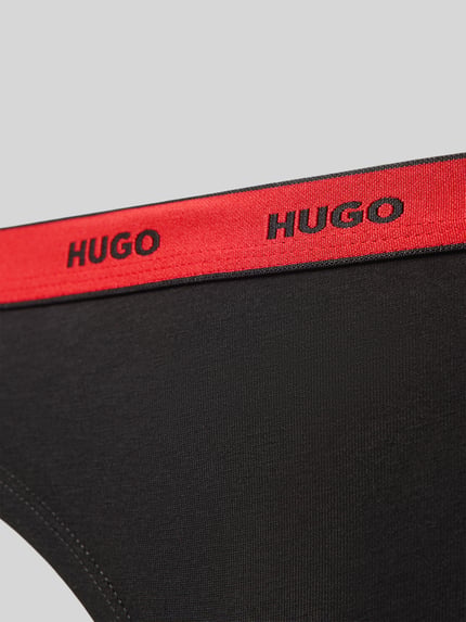 HUGO Figi z nadruk z logo w zestaw 3 szt. Czarny 2