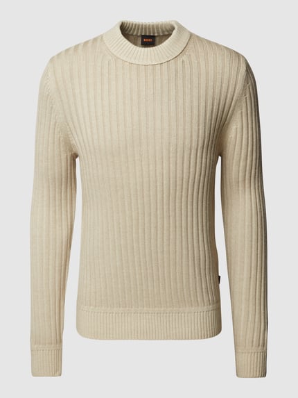 BOSS Orange Strickpullover in Melange-Optik Modell 'Kriben' Beige 2