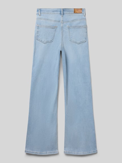 Produktfoto, Wide Leg Jeans aus Baumwoll-Mix Modell 'MADISON BLUSH' von Only, Denim-Optik, Label-Patch, 5-Pocket-Design, hellblaue Farbe