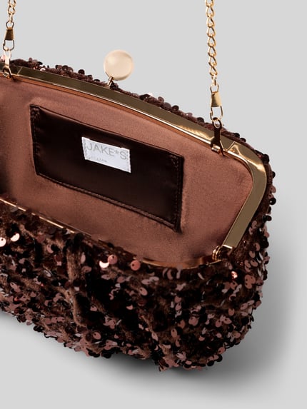 Jake*s Cocktail Clutch mit Paillettenbesatz SequinClasp Dunkelbraun 4