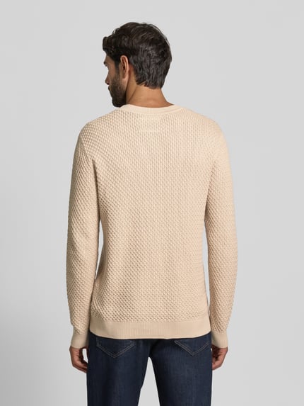 JACK & JONES Premium Sweter z dzianiny z fakturowanym wzorem model ‘BARKLEY’ Złamany biały 5