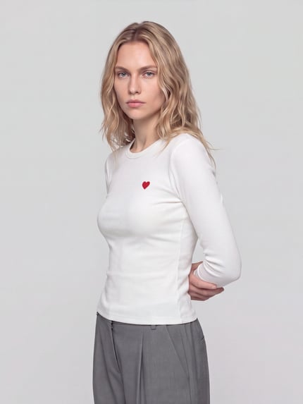VERO MODA Langarmshirt mit kleinem Herz-Detail Weiss 4