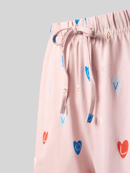 Produktfoto, Pyjama-Shorts mit elastischem Bund von Jake*s Casual in Rosa mit buntem Allover-Look aus Reine Baumwolle, Regular-Fit