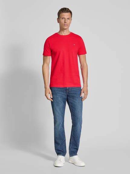 Christian Berg Men T-Shirt mit Label-Stitching Rot 1