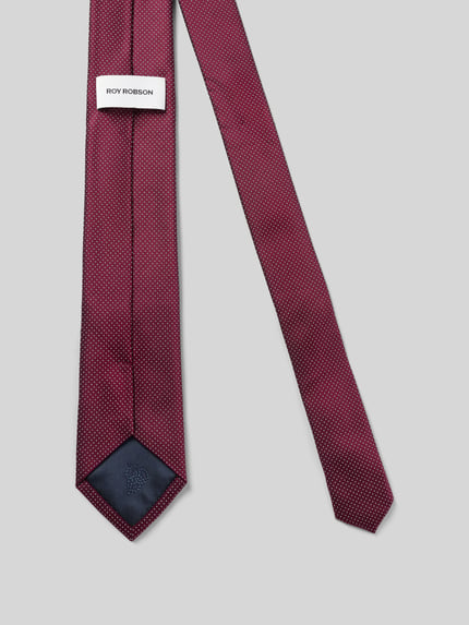 Produktfoto, Seidenkrawatte aus reiner Seide (6 cm) von ROY ROBSON in Bordeaux mit feinem Struktur-Muster, Label-Detail innen, klassische Passform.
