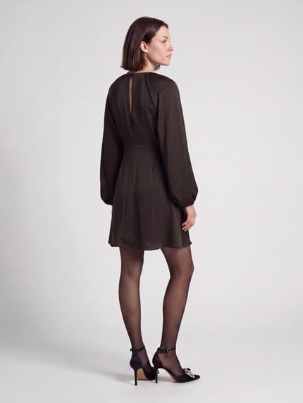 VERO MODA Minikleid mit Ballonärmeln Schoko Melange 5