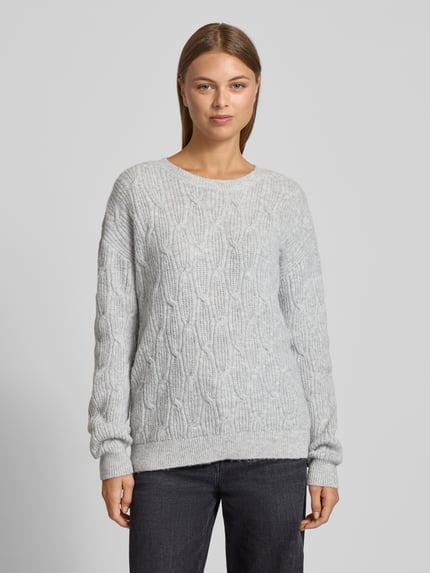VILA Gebreide pullover met structuurmotief, model 'LASSIA' Lichtgrijs - 4