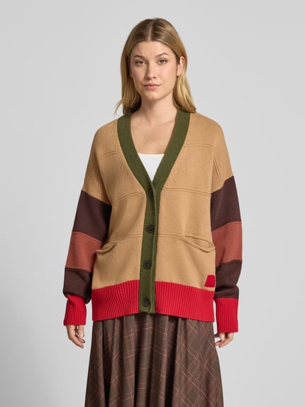 MAX&Co. Cardigan aus Schurwolle mit Label-Patch Camel 4