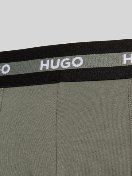 Produktfoto, Slim Fit Trunks aus Baumwoll-Mix im 3er-Pack Modell 'PLANET' von HUGO, Optik: Unifarben, elastischer Bund mit Label-Schriftzug, Materialverarbeitung: Stretch-Jersey, Multipack: 3er-Pack, für Herren