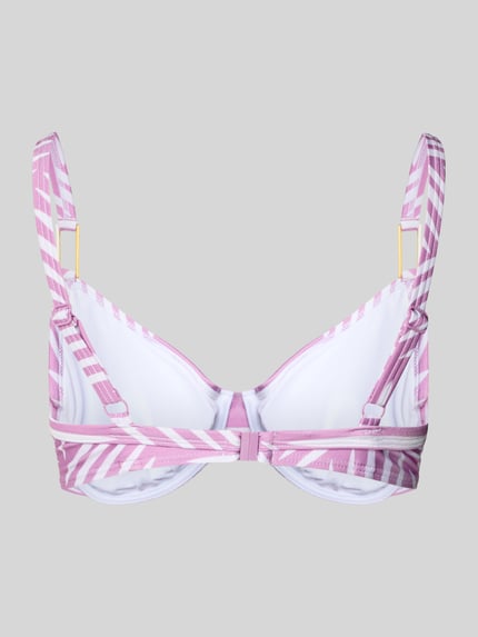 Produktfoto, PLUS SIZE Bikini-Oberteil mit Bügeln Modell 'Liv' von LASCANA, mieszanka materiałów z dodatkiem streczu, wyprofilowane miseczki, cienkie ramiączka, zapięcie na haftkę z tyłu, różowe i białe paski, gładka powierzchnia