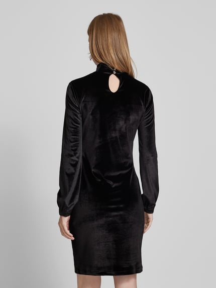 Paradi Knielanges Kleid mit Stehkragen und Raffungen Black 5