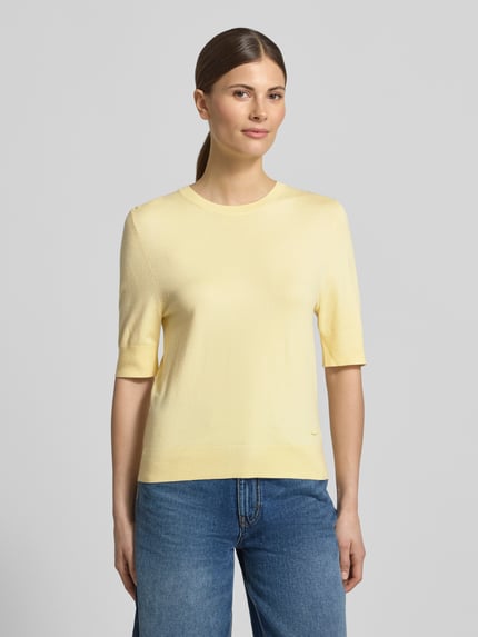 s.Oliver RED LABEL Slim fit gebreide pullover van Viscosemix Lichtgeel - 4