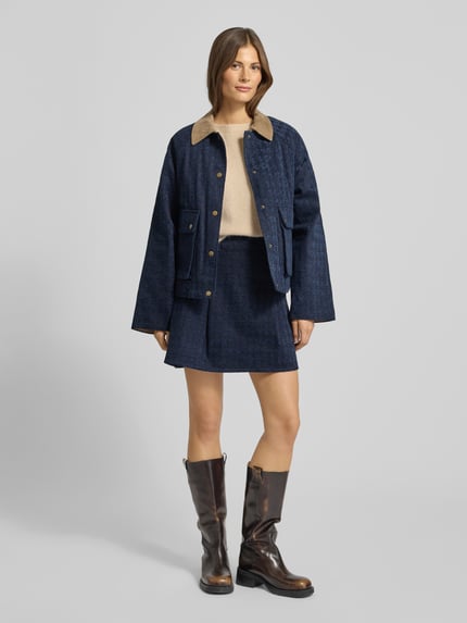 YAS Minirok met bandplooien, model 'VICKY' Marineblauw - 1