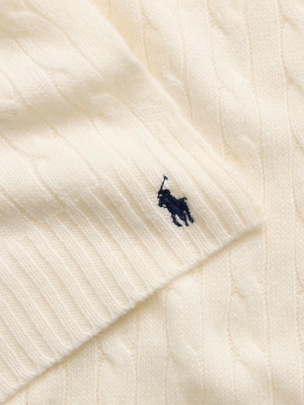 Polo Ralph Lauren sjaal van mix van scheerwol en kasjmier met gestikt logo Offwhite - 3