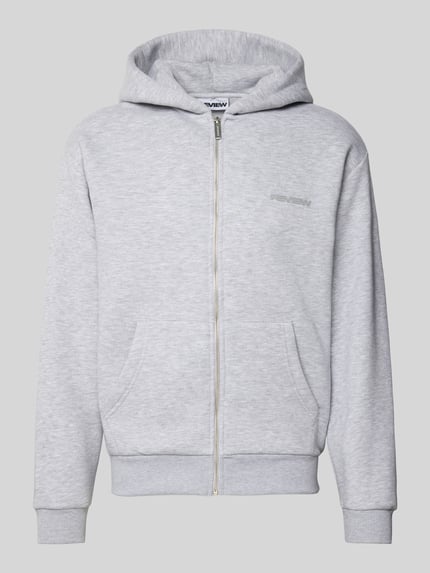 REVIEW Regular Fit Sweatjacke mit Logo-Applikation Hellgrau Melange 2