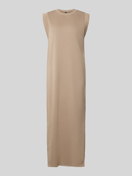Produktfoto, Regular Fit Sweatkleid aus Baumwoll-Mix Modell 'CHILLI SUMMER' von Pieces in Beige mit Rundhals, Maxi-Länge, ohne Ärmel, unifarben, Sweat-Textur