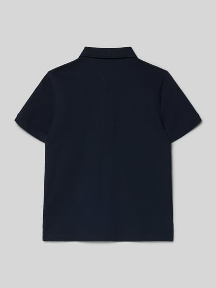 Jonge draagt Poloshirt met Logo-Stickerei van Tommy Hilfiger, donkerblauw, Mix van katoen en elastaan, recht model, piqué, rugaanzicht.