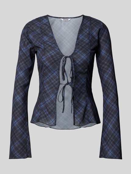 Weekday Hemdbluse mit Schnürverschluss Mittelgrau Melange 2