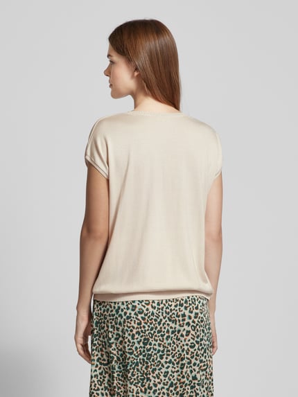 Milano Italy Gebreid shirt met kapmouwen Offwhite - 5