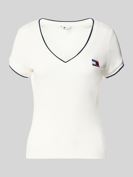 Tommy Jeans t-shirt o kroju slim fit z mieszanki bawełny Biały 2