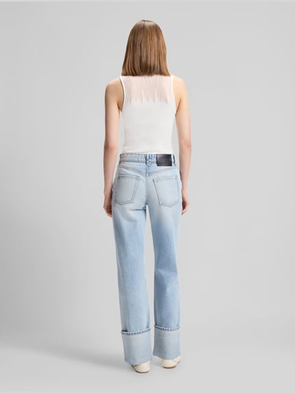 HUGO Slim fit top van viscosemix model 'Sieffy' Offwhite - 5