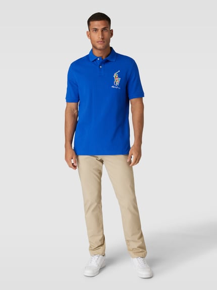Polo Ralph Lauren Classic fit poloshirt met labelstitching Koningsblauw - 1