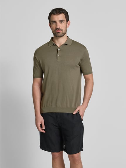 People of Shibuya Poloshirt mit Seitenschlitzen Modell 'NITO' Oliv 4