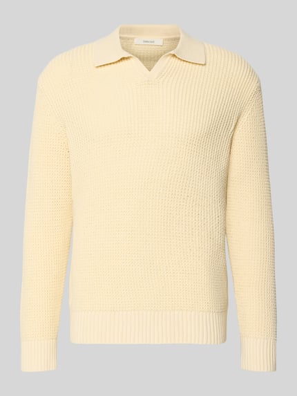 Produktfoto, Relaxed Fit Strickpullover aus reiner Baumwolle Modell 'DERECK' von SELECTED HOMME, unifarben, Grobstrick, gerippte Abschlüsse, Hemdkragen.