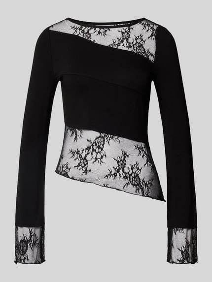 NOISY MAY® Langarmshirt mit asymmetrischem Spitzenbesatz Black 2