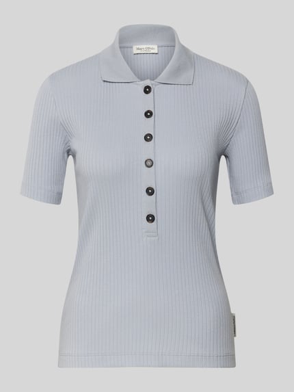 Produktfoto, Slim Fit Poloshirt aus Baumwoll-Modal-Mix von Marc O'Polo, look: effen, korte mouw, ribtricot, applicatie met labelstitching