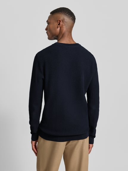 Lindbergh Gebreide pullover met structuurmotief en ronde hals Donkerblauw - 5