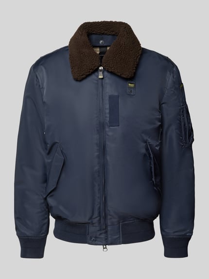 Blauer USA Bomberjacke mit Zweiwege-Reißverschluss Modell 'MARSHALL' Marine 2