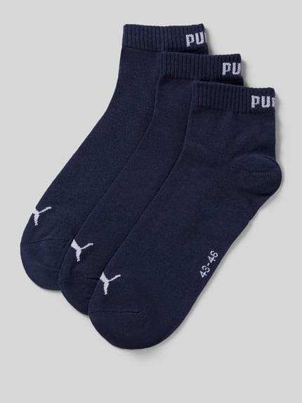 Produktfoto, Sneakersocken mit Logo im 3er-Pack van Puma in donkerblauw, katoenmix met stretch, nauwsluitende pasvorm, set van 3