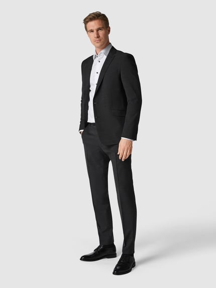 Strellson Slim fit 2-knoops colbert met wol 'Flex Cross' Antraciet - 1