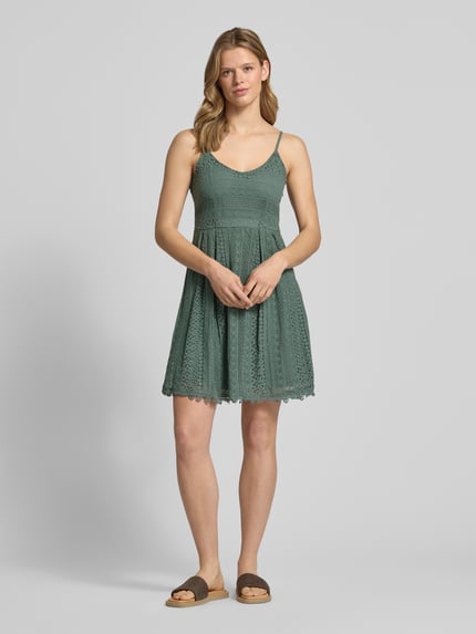 ONLY Getailleerde jurk met bandjes van katoenmix model 'HELENA' Rietgroen - 1