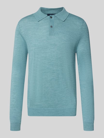 Produktfoto, Regular Fit Poloshirt aus Woll-Mix von Christian Berg Men in Hellblau, Polokragen, gerippte Abschlüsse, glatte Oberfläche