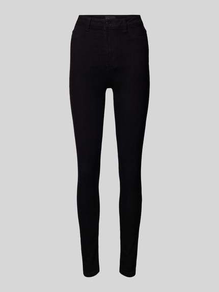 PIECES Skinny Fit High-Waist-Jeans mit Label-Patch Black 2