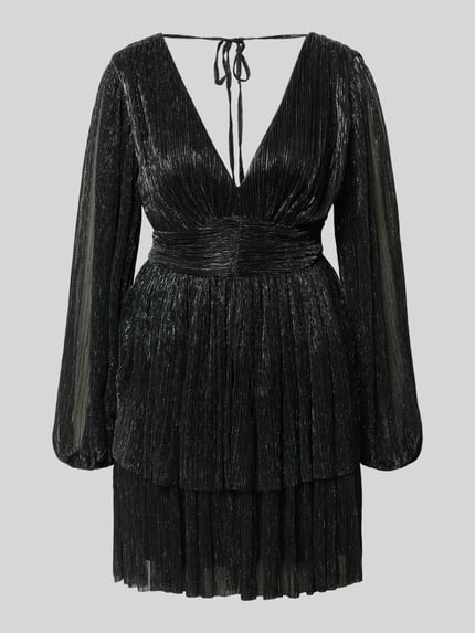 Jake*s Cocktail Schimmerndes Cocktailkleid mit V-Ausschnitt und Taillenband Black 2