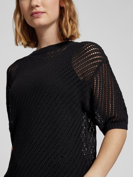 MANGO Strickshirt mit Lochmuster Modell 'REUS' Black 3