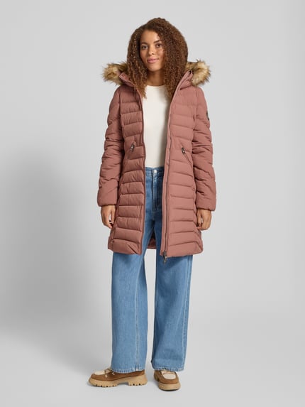 Superdry Regular Fit Steppmantel mit Kunstfellbesatz Modell 'Fuji' Hellbraun 1