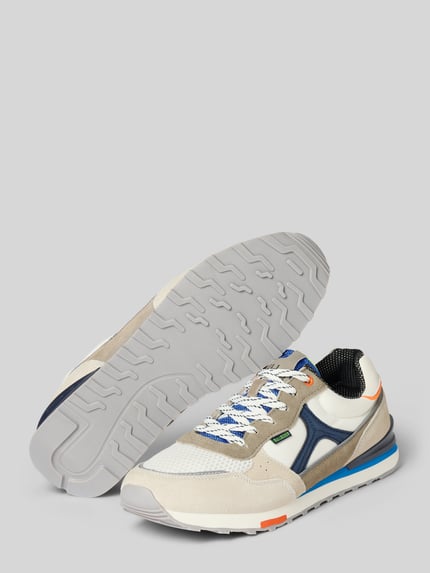 Productfoto, Heren sneakers 'Sneaker aus Leder-Mix' van BULLBOXER, leermix, afgerond model, vetersluiting, contrastgarnering, labeldetails, gestructureerde zool, hakhoogte maat 44: 4 cm, schachthoogte: 7 cm, schachtbreedte: 9 cm
