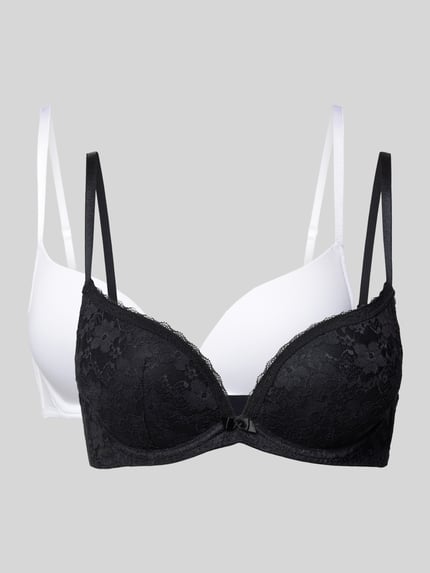 DORINA Biustonosz z obszyciem z koronki w zestawie 2 szt. model ‘SONIA’ Czarny 1