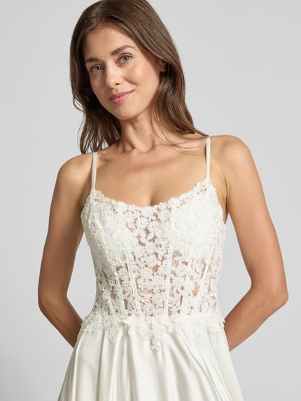 Mascara Abendkleid mit rückseitiger Schnürung und Spitze Offwhite 3