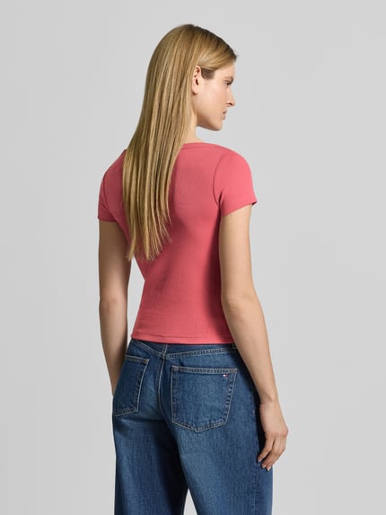 Jake*s Casual T-shirt met boothals Donkerrood - 5