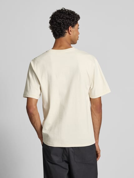 REVIEW T-Shirt mit geripptem Rundhalsausschnitt Ecru 5
