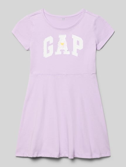 Produktfoto, Regular Fit Kleid mit Logo-Print von GAP z bawełny, krój regular fit, nadruk z logo, okrągły dekolt, z krótkim rękawem, długość tyłu w rozmiarze 116: 61 cm